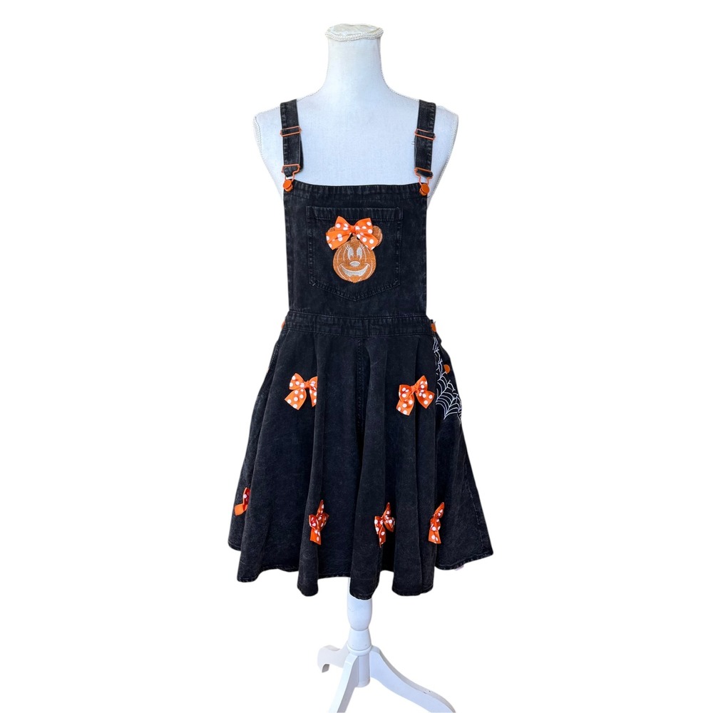 Disney Parks Minnie Mouse Jack-o'-Lantern Overalls Romper by Her Universe XL NWT
